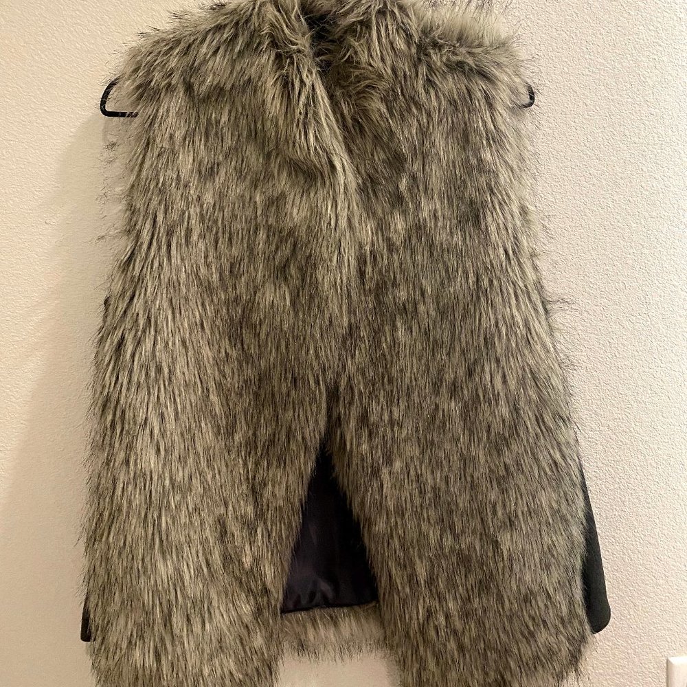 Gray faux fur vest
